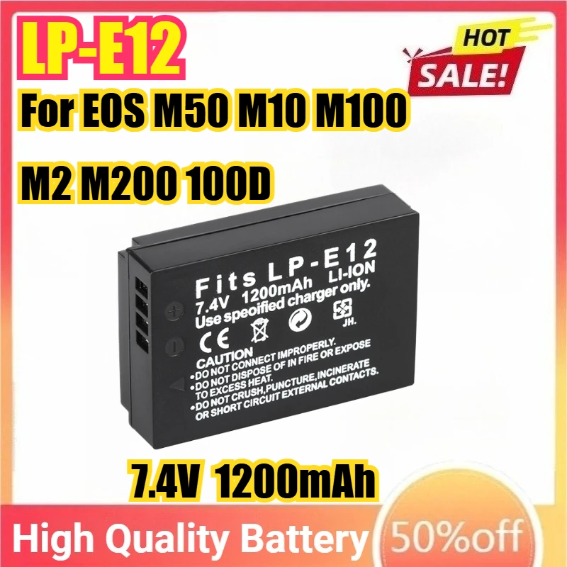

LP-E12 LPE12 1200mAh Camera Batteries For EOS M50 M10 M100 M2 M200 100D M Kiss X7 for Rebel SL1 Camera LC-E12E