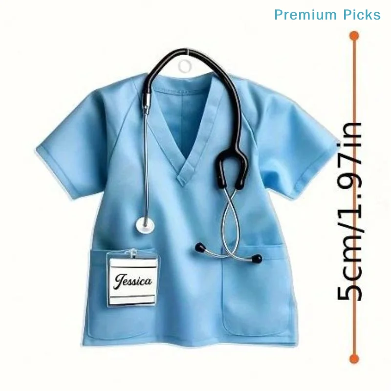 portableAcrylic Nurse Uniform Keychain 1/5Pcs 2D Flat Stethoscope Tag Pendant Unique Souvenir for Medical Staff Retirement Gift