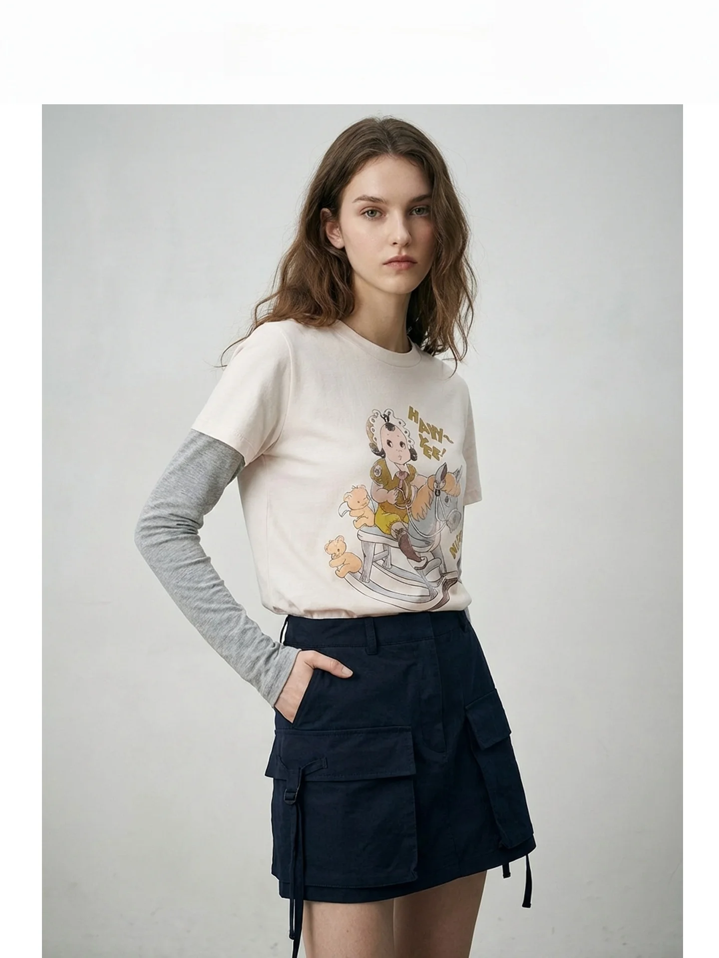 

Новинка весны 2026: Удобная женская футболка из хлопка с милым мультяшным принтом, повседневный стиль