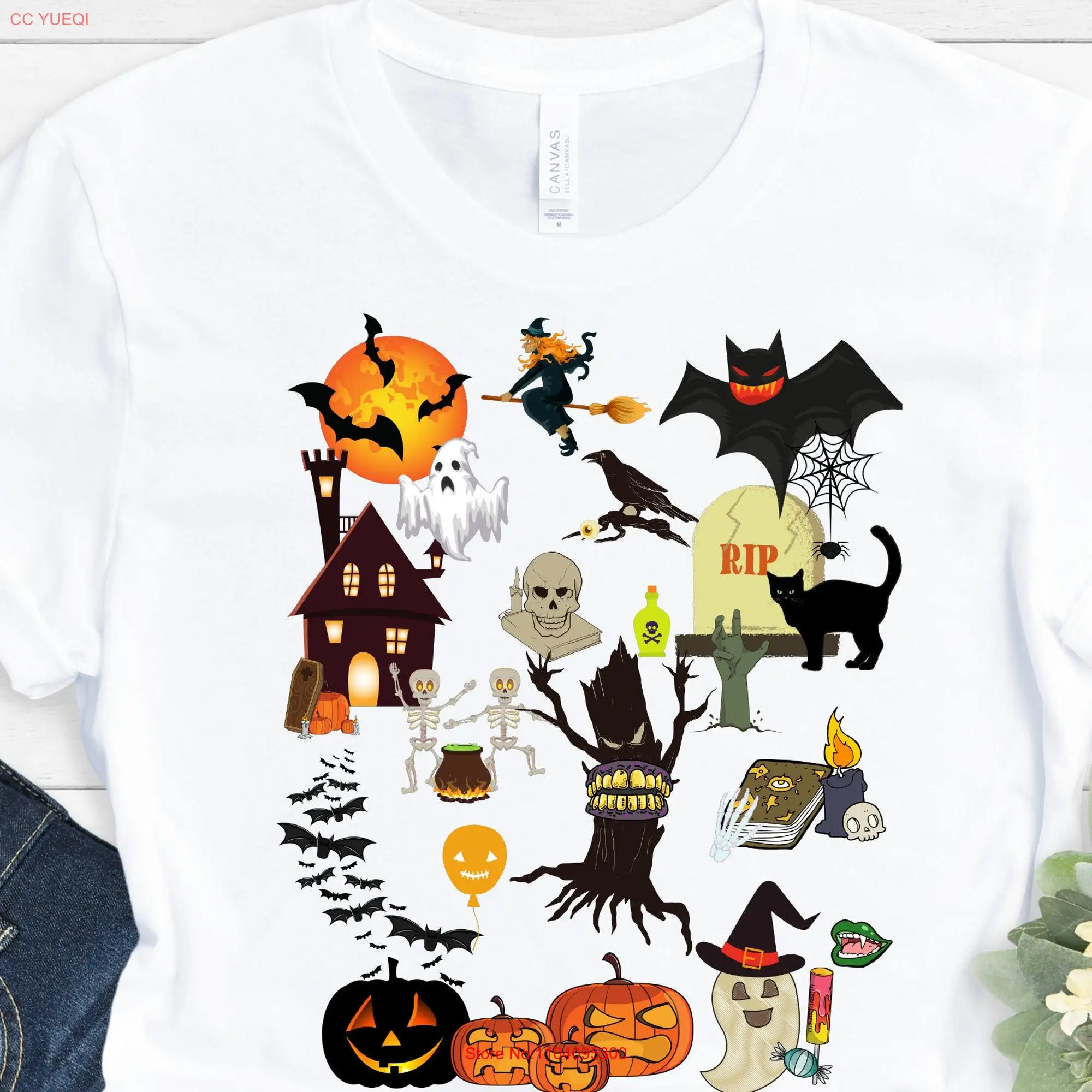 Halloween shirts Ghost spooky season costume pumpkin bats RIP shirt Witch T Scary momster vintage long or short sleeves