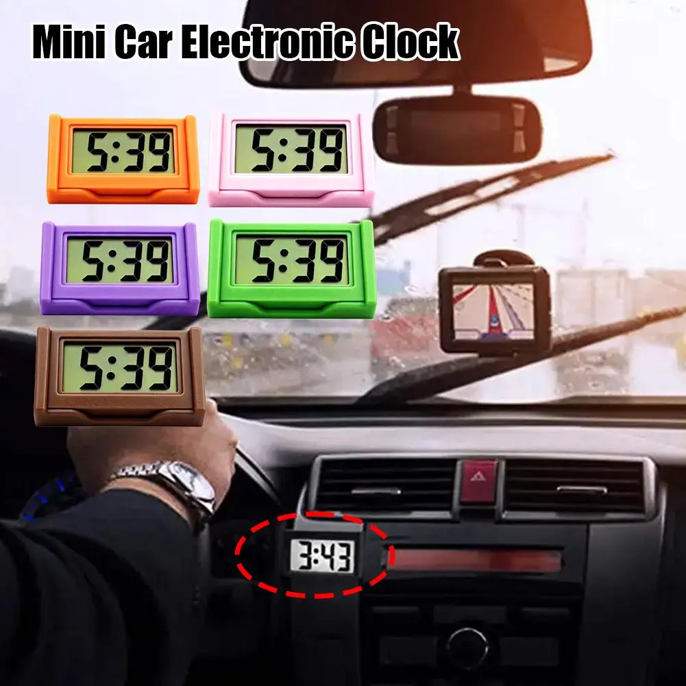 Mini Digital Car Clock Portable Adhesive Dashboard Timepiece For Students Commuters Desktop Bedside Table Small Digital Display