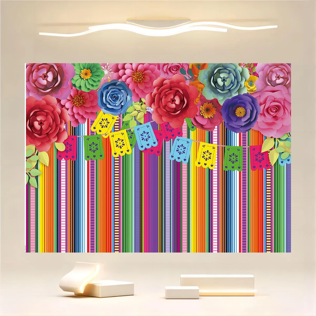 Mexican Carnival Theme Festival Birthday Party Decoration May 5th Carnival Colored Banners Flower Banners Desktop Decoration