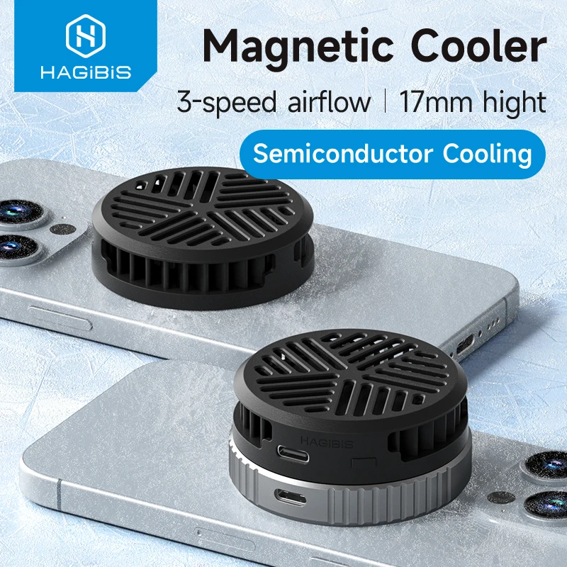 Hagibis Magnetyczny Chłodzik do Telefonu Komórkowego Uniwersalny Wentylator Chłodzący Przenośny Radiator do Telefonu iPhone 17 Pro do Gier i Transmisji na Żywo