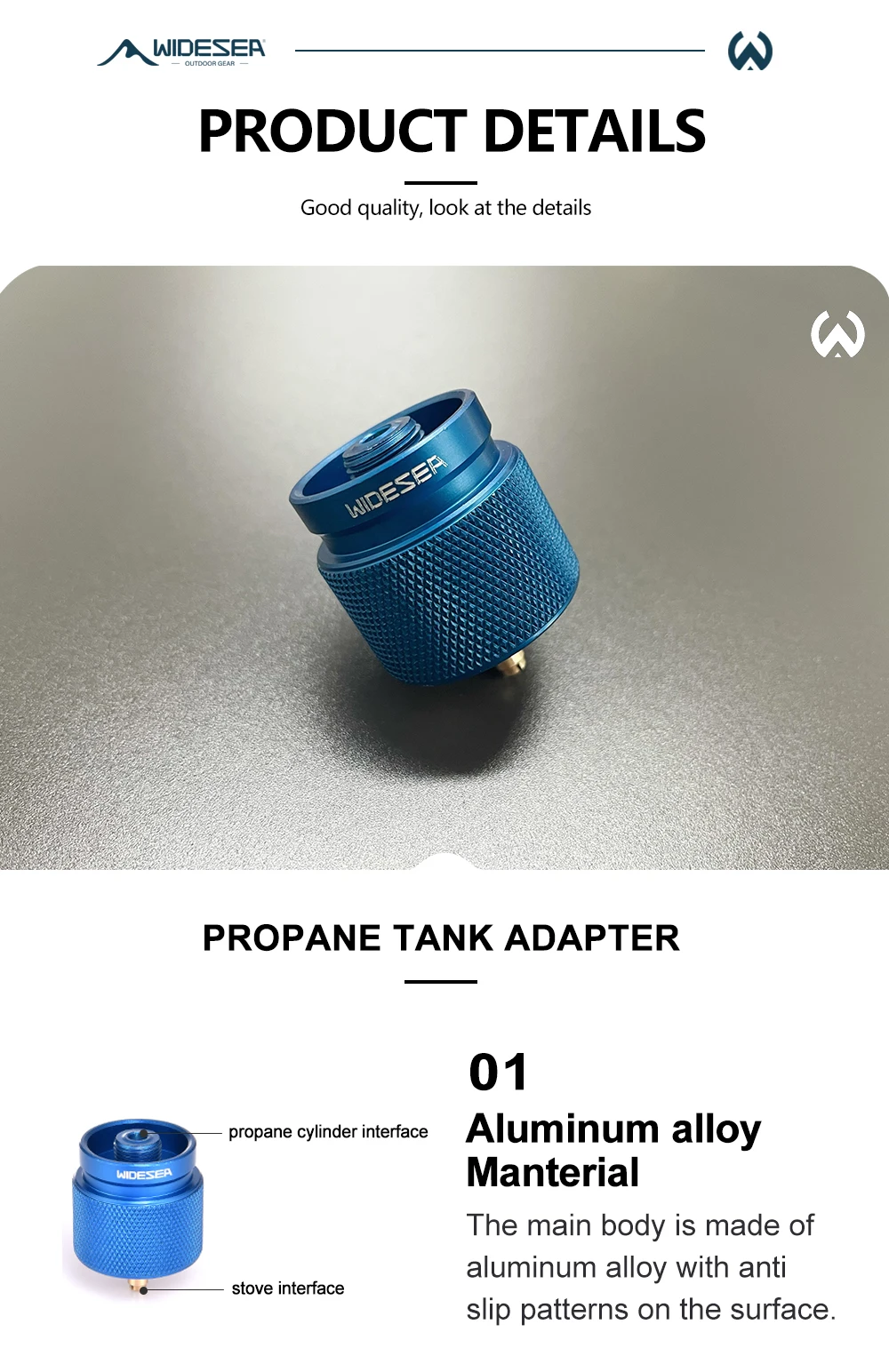 Outdoor-Camping-Propan-Tank-Adapter, Aluminium, integrierte auslaufsichere Gummidichtung, langlebiges, rutschfestes Design, unverzichtbare Outdoor-Produkte – Detail 4