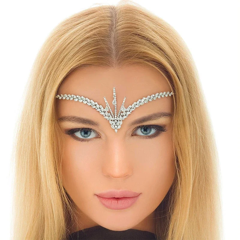 Stonefans Zircon Headband Wedding for Women Luxury Designer Indian Hair Tiaras Boho Forehead Bride Accessories Jewelry 2022 Gift