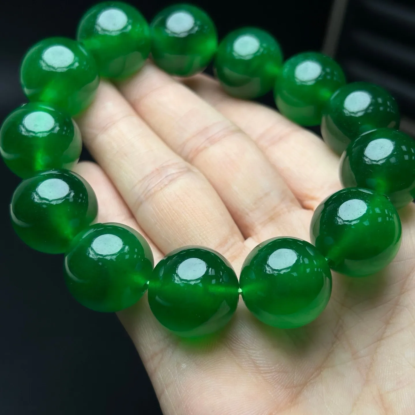 AAA Real Natural Ice Burmese Green Beads Jade jadeite Bracelets Bangle 18MM