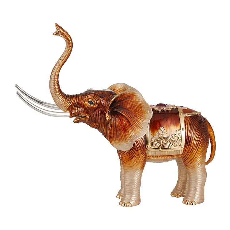 A pair of light luxury high-end enamel color lucky elephant ornaments, entrance entrance living room villa model house