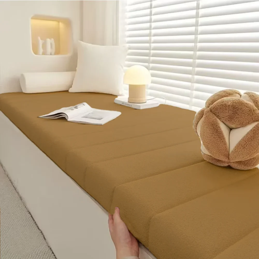 NONE Maßgefertigte Sitzkissen aus Teddy-Samt, Rutschfest, Wasserdicht, Fleckenabweisend, Abnehmbar, für Dekoration/Sofa/Schwingbank 3