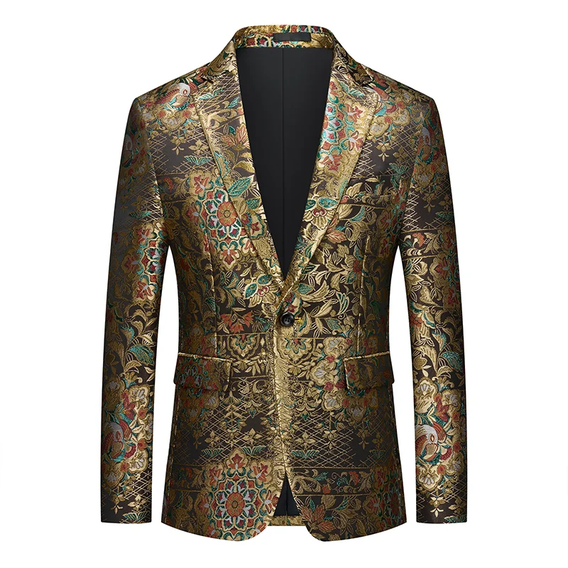 Plus Size 6XL-M Men Luxury Fashion Printed Suit Jacket 2026 New High Quality Paisley Floral Printed Party Men Suits Coat Tuxedo