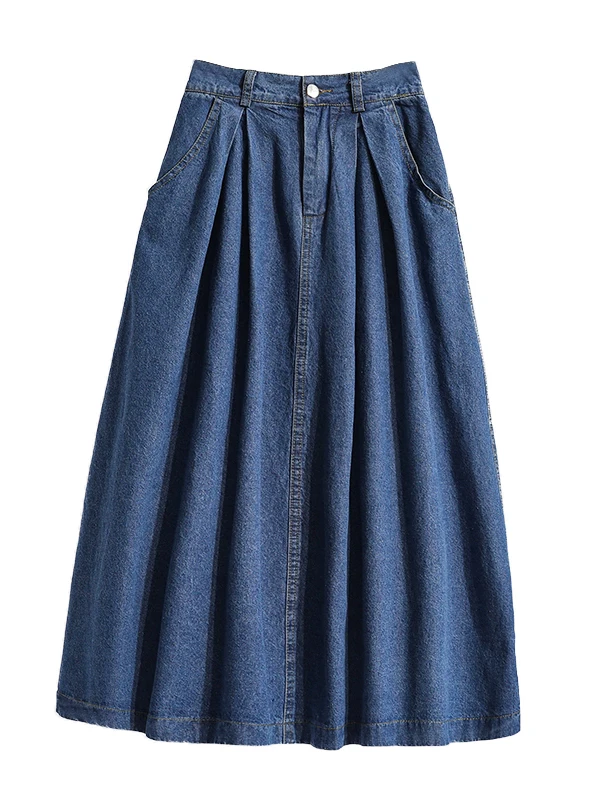 Jupe en jean mi-longue taille haute pour femmes, grande taille, amincissante, polyvalente, ligne a, pour les déplacements artistiques réguliers, nouvelle collection printemps 2025
