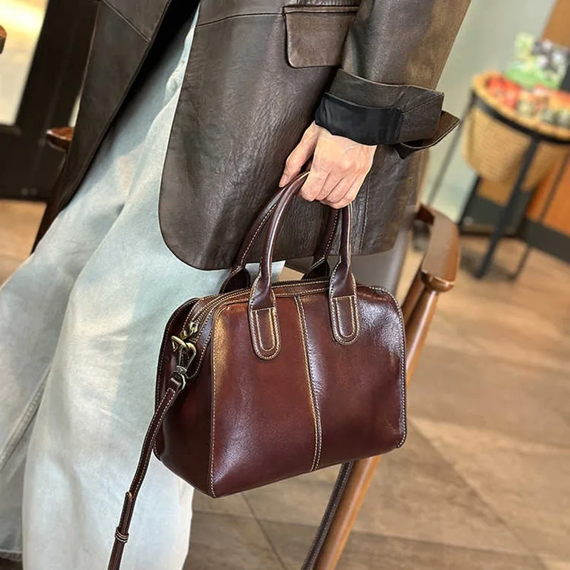 

Top Layer Cowhide Handbag Women's Genuine Leather Shoulder Bag Large Capacity Commuter Shopping Crossbody Bag