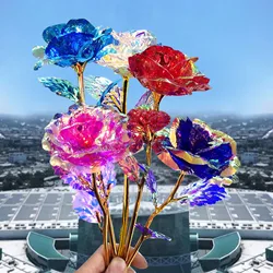 5pc Galaxy Rose Colorful Artificial Flower Roses Gifts for Women Mom, Valentine's Day Mother's Day Girl's Birthday Anniversary