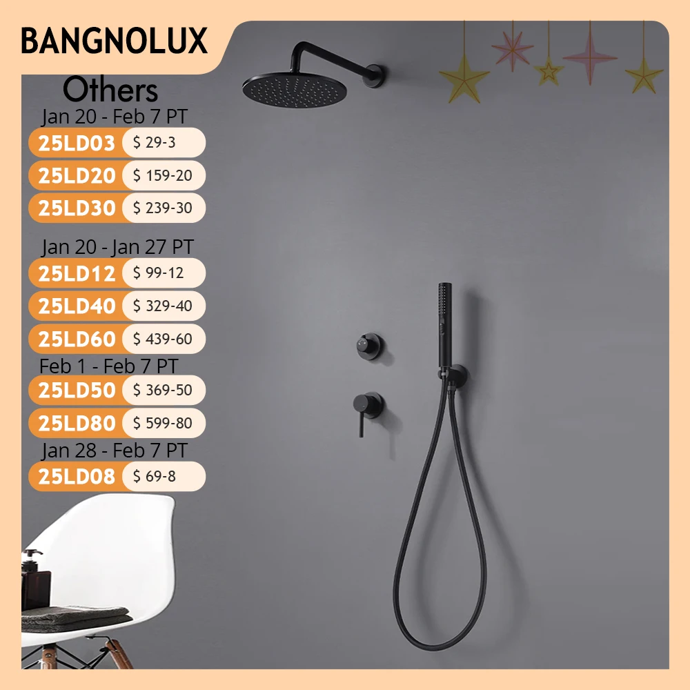 Bathroom Faucet Black Brass Built Installation Rain Shower Head Hand Sprayer With Seat Two-Function And Hot Cold Mixing Switch