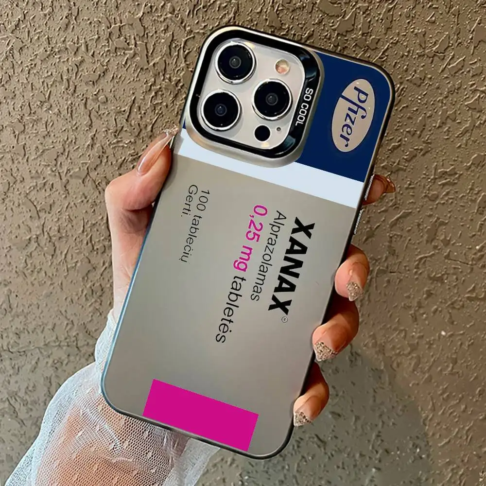 Chill Pill XANAX telefoonhoesje voor iPhone17,16,15,14,13,12,11 Pro Max Kleurrijke matte schokbestendige hoes