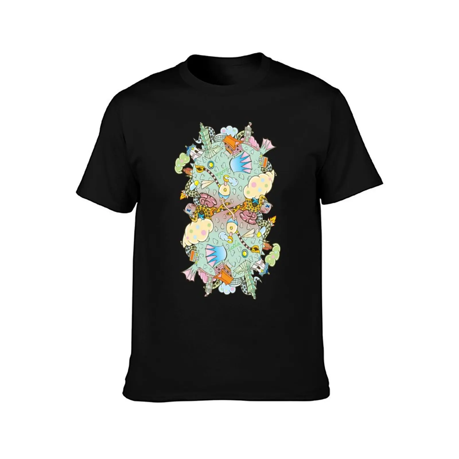 Puffer Puffing On A Water Pipe T-Shirt Simple Line Art Print Tee T-Shirt