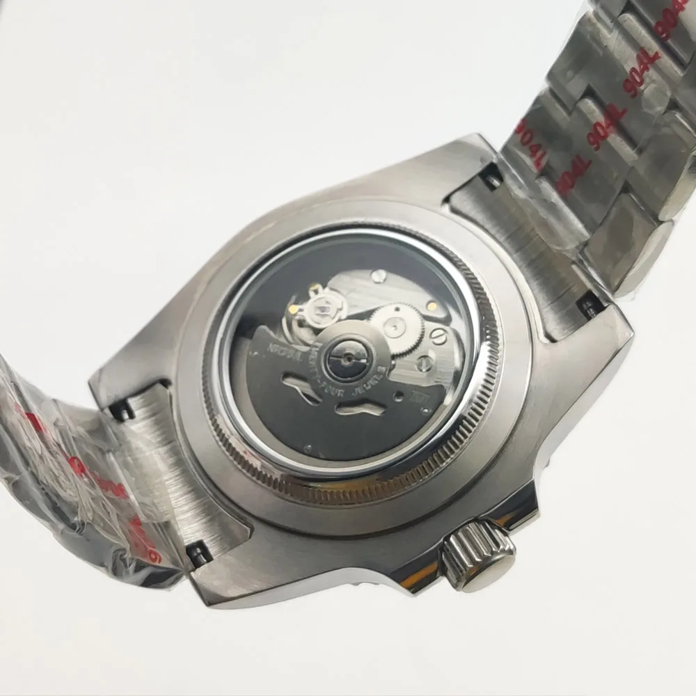 40mm retro discar água fantasma safira vidro visor luminoso 904L fino aço NH35A movimento totalmente automático relógio mecânico