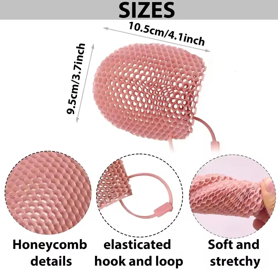 Honeycomb Exfoliating Shower Finger Caps, available in multiple colors, cleanses the skin and is safe, breathable and odorless.