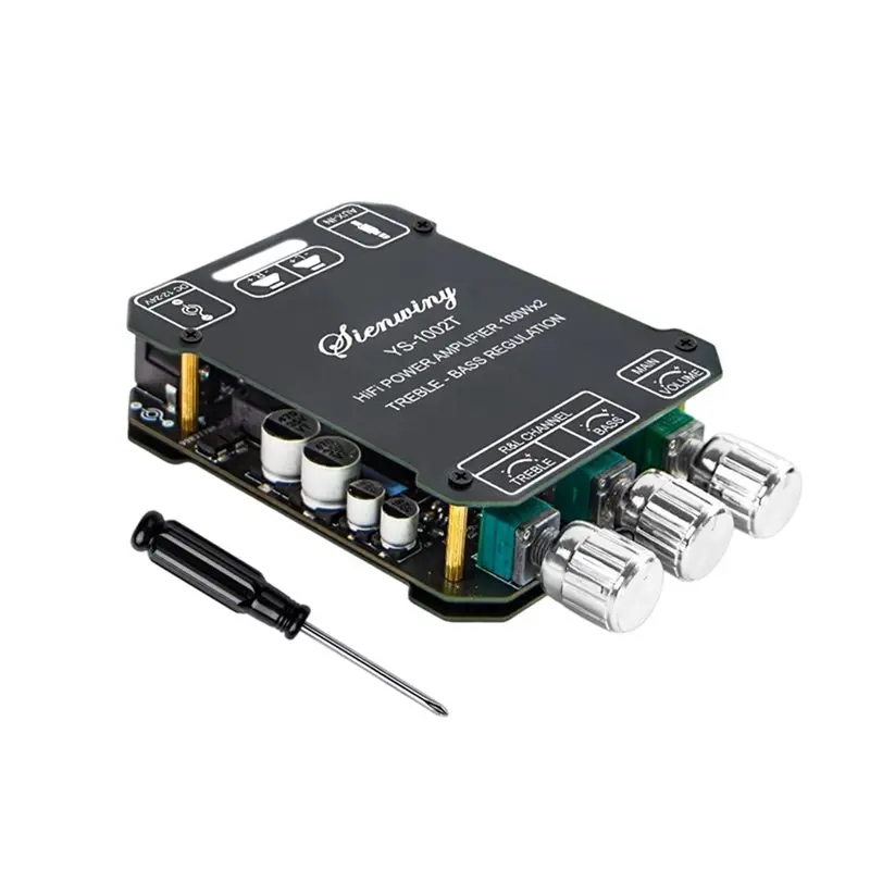 

FEDI-Adjustable Treble EQ YS-1002T 200W Mini Bluetooth 2.0 Audio Amplifier 100W+ 100W Hi-Fi Stereo Power Amp AUX Low Noise