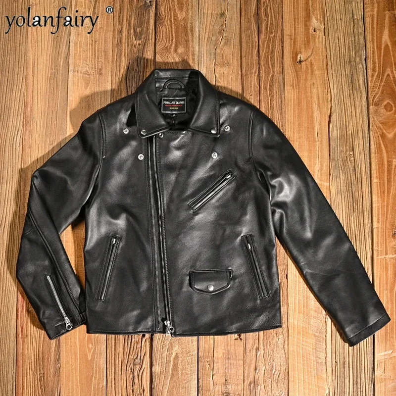 2023 New Genuine Leather Jacket Women Retro Trend Top Layer Sheepskin Coat Harley Style Motorcycle Jacket Women's Leather Jacket