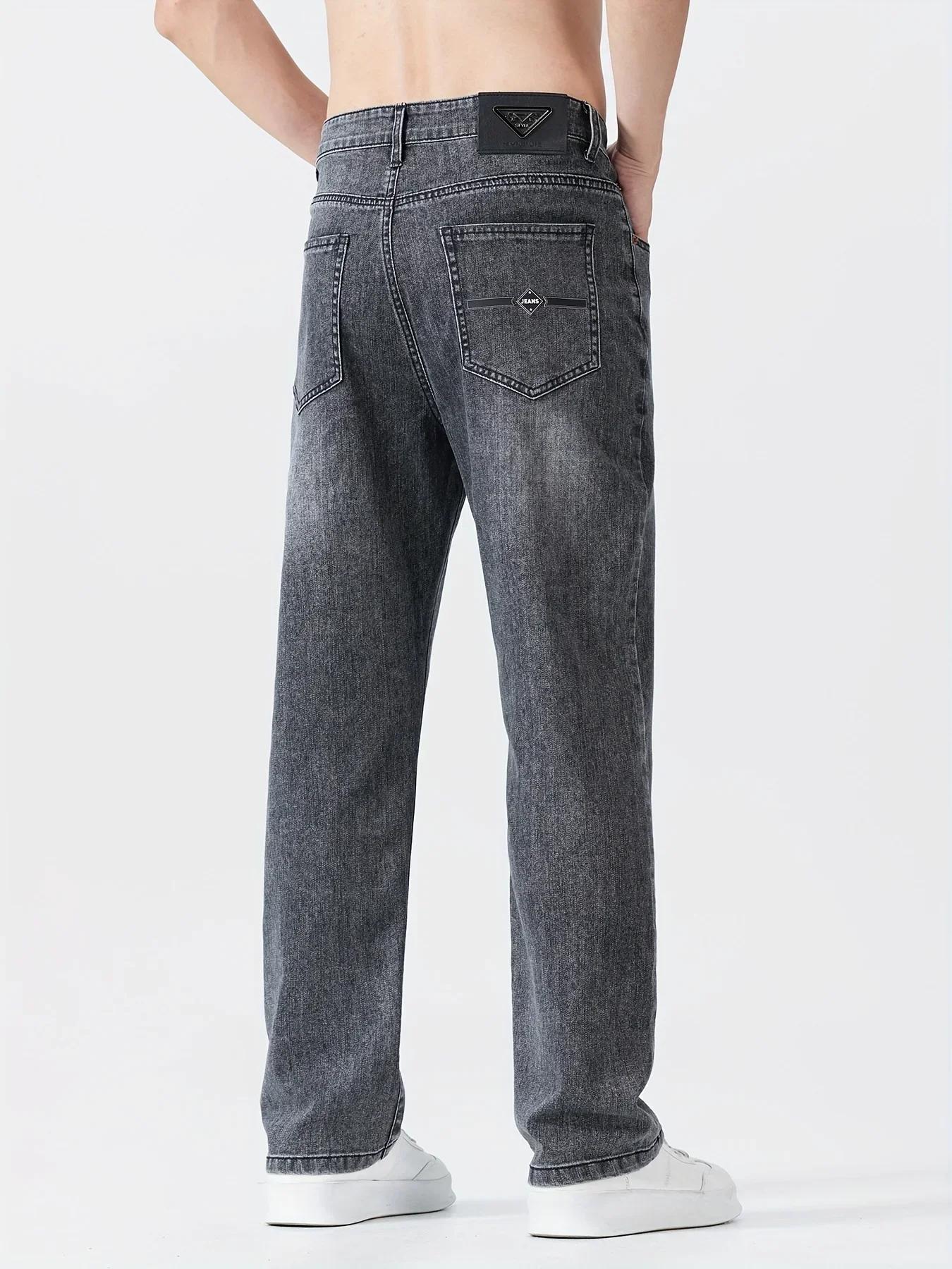 Men's black grey straight-leg jeans, the new versatile washed retro high street wearable, suitable for work or casual wear
