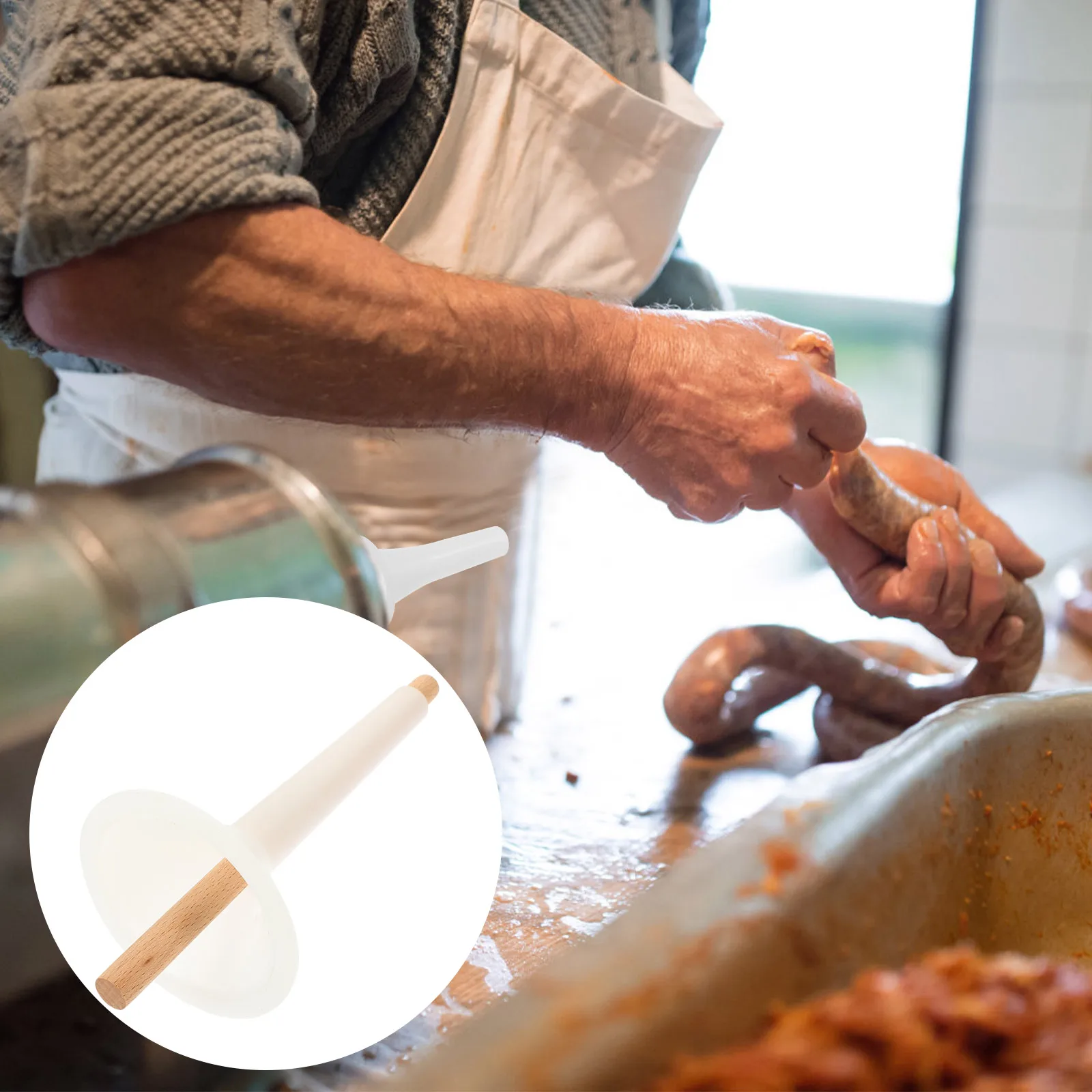 

Manual Sausage Stuffer 32mm Funnel Handheld Pork Maker Tube Easy Clean Kitchen Tool Meat Filler Homemade Machine Portable