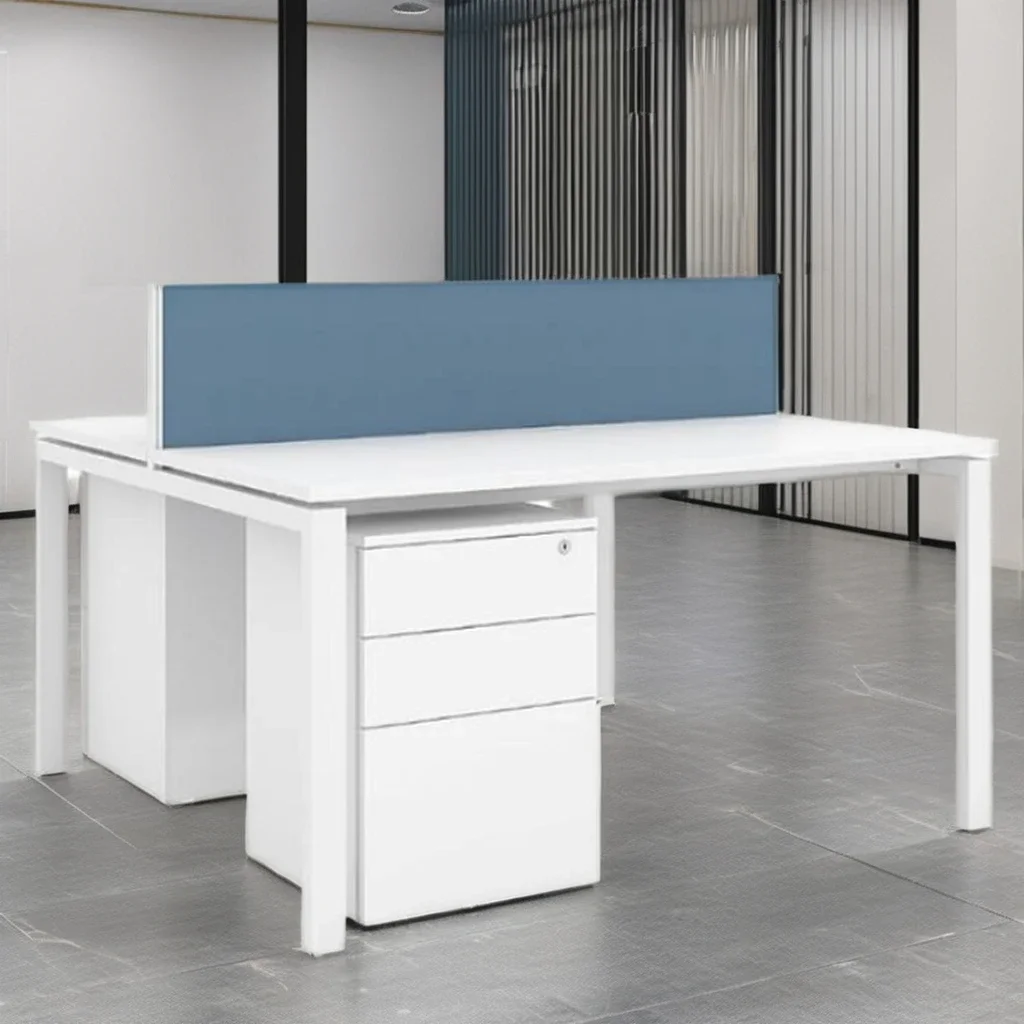 2026 Modern 2-4 Person Office Desk Partition Screen with White Lockers