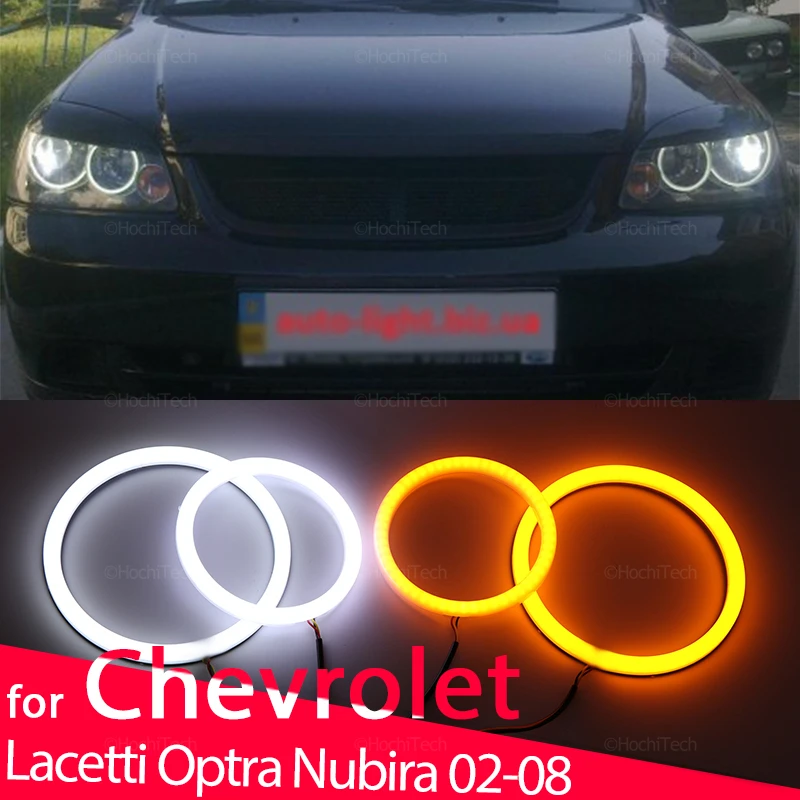 

White&Yellow Cotton Smd LED Headlight Angel Eyes Bulb Halo Ring Lamp for Chevrolet Lacetti Optra Nubira 2002-2008 Daytime Light