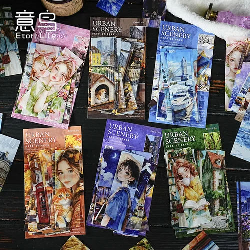 20 unids/lote de pegatinas de papelería Kawaii, planificador diario de la ciudad de esplendor, pegatinas decorativas para móviles, pegatinas artesanales DIY para álbum de recortes
