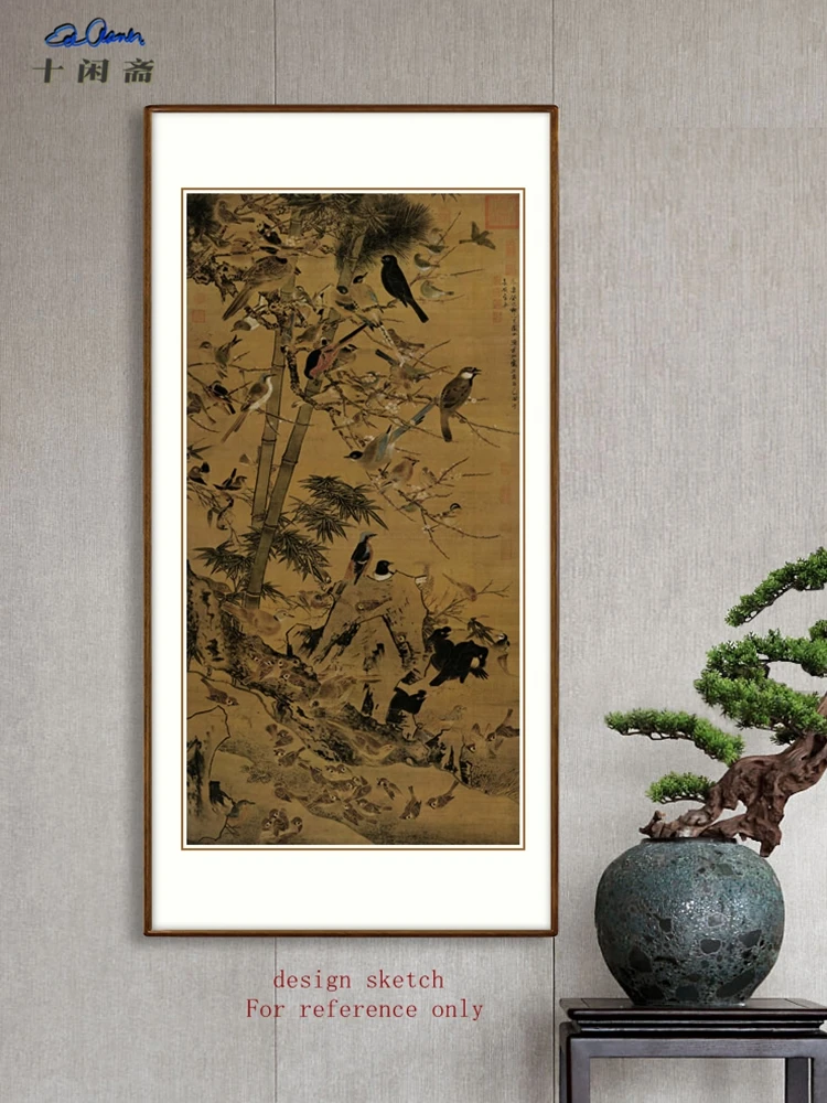 

Bian Jingzhao of the Ming Dynasty, Sanyou, Bainiao, High-definition micro-spray reproduction of the original painting of the Bai