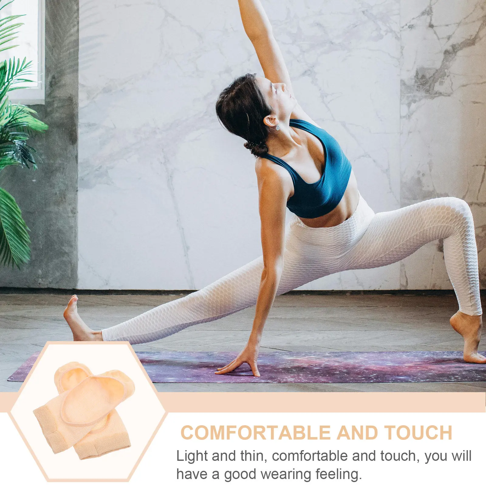 1Pair Summer Yoga Socks Two-Toed Open-Toe Shallow Mouth Breathable Elastic Thin Socks for Women Pilates Dance Exercise