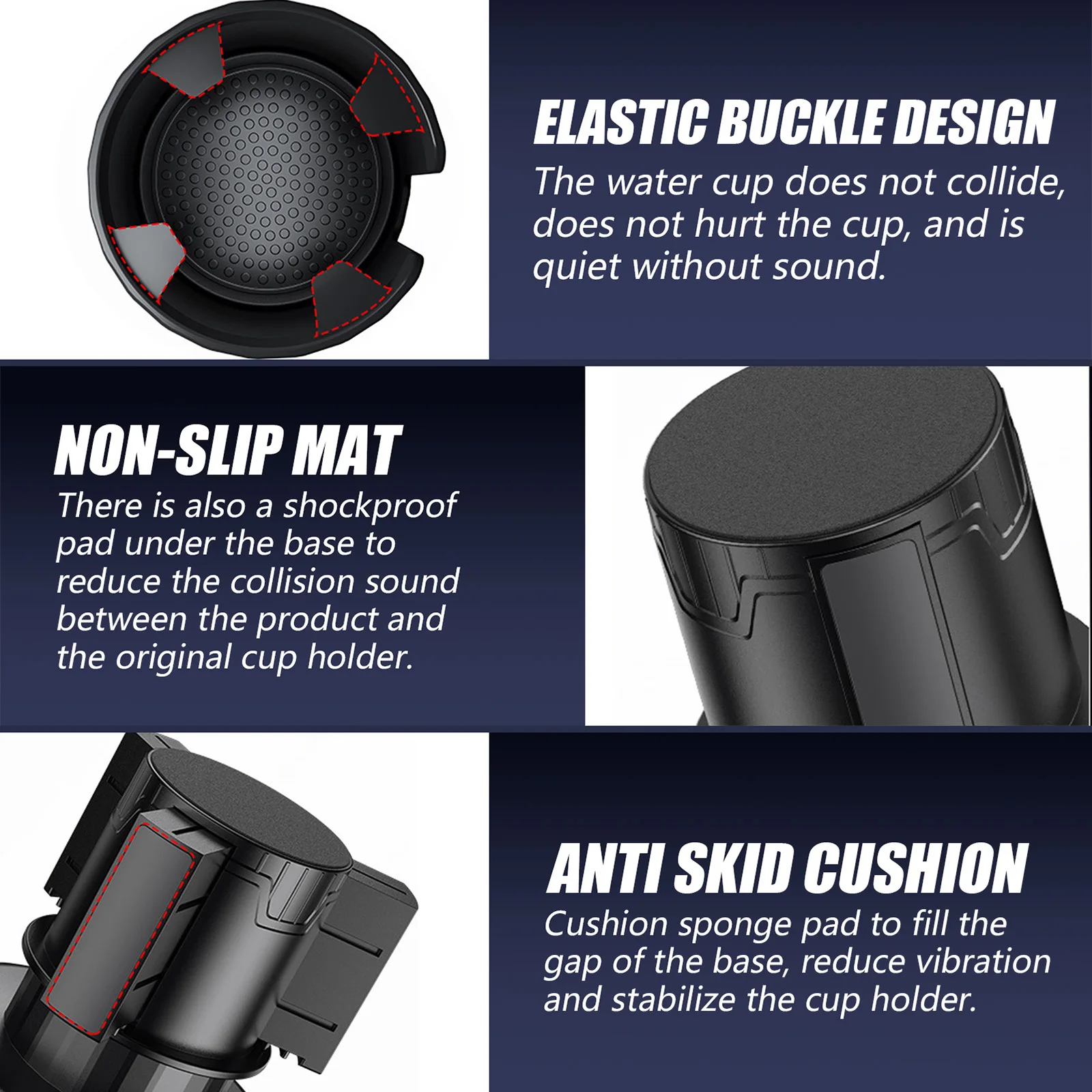 Car Cup Holder Expander with Adjustable Base For Hydro Flasks 32/40oz Yeti Ramblers 20/26/30oz Other Bottles 6.5-10.5CM Size - view 6