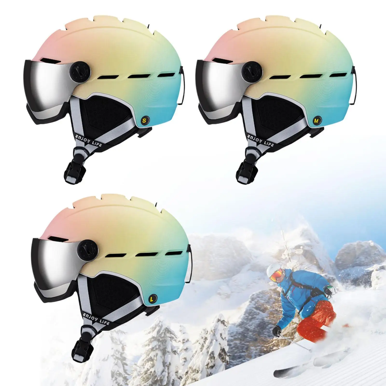 Ensemble casque et lunettes de ski, réglable, confortable, portable, neige