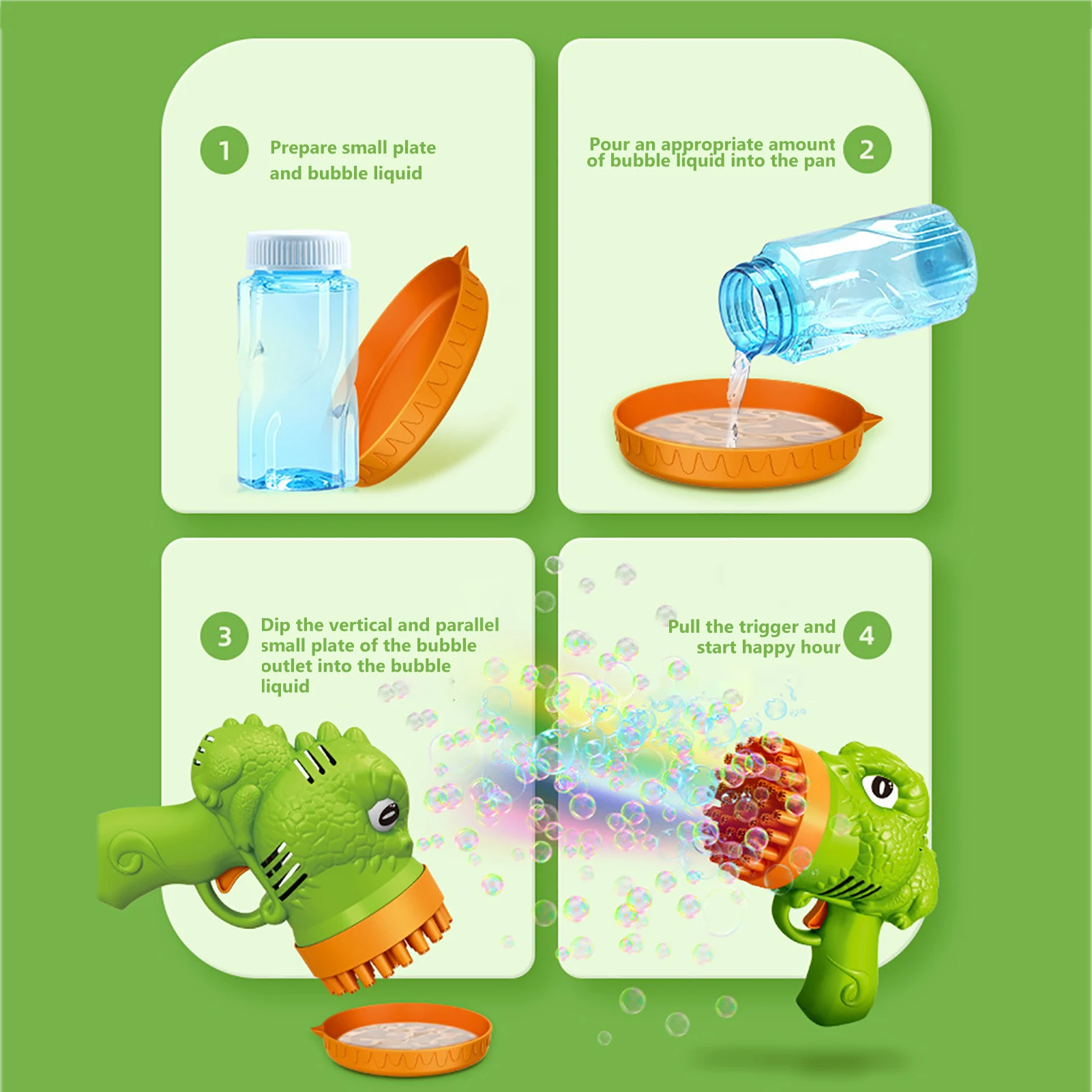 44-Hole Bubble Machine Dinosaur Shape Bubble Guns Maker For Kids Toddlers Batteries Powered Bubble Blaster Handheld Toy For Kids