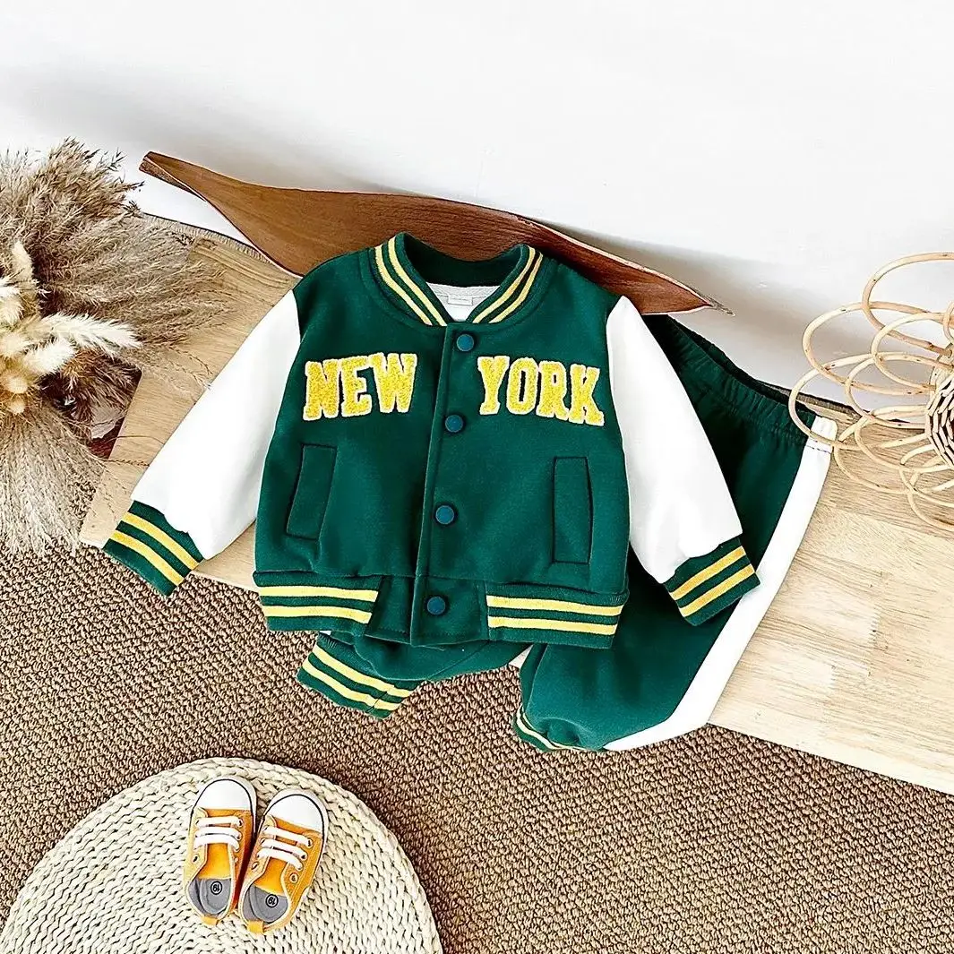 Baby Boy Jacket Autumn Winter Newborns Baby Sets Thick Outerwear New York Baseball Uniform Jacket Warm Infant Girls Clothes Coat