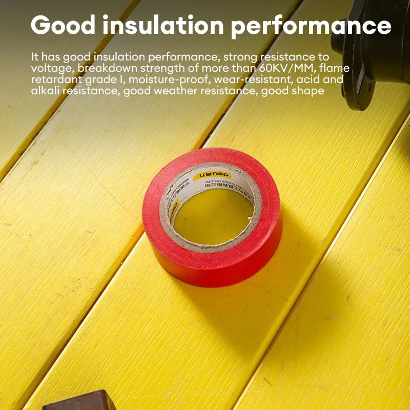 Deli 1Pcs 10m/20m Electrical Tape PVC Electrical Flame Retardant Insulation Waterproof Tape Pressure Resistant Electrical Tape image 3