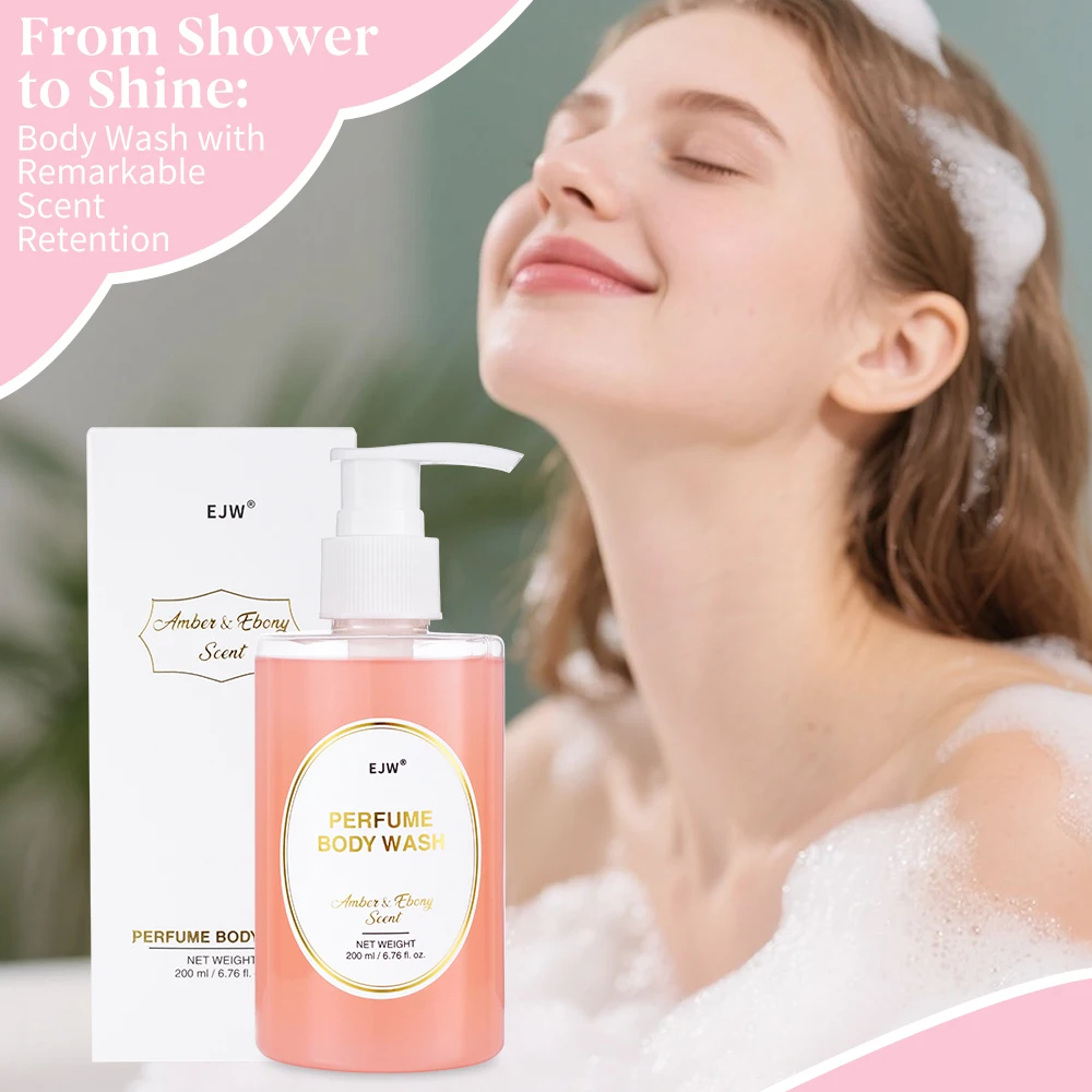 EJW Amber Ebony Perfume Body Wash 200ml Long Lasting Fragrance Whitening Moisturizing Brighten Skin Deep Cleansing Shower Gel