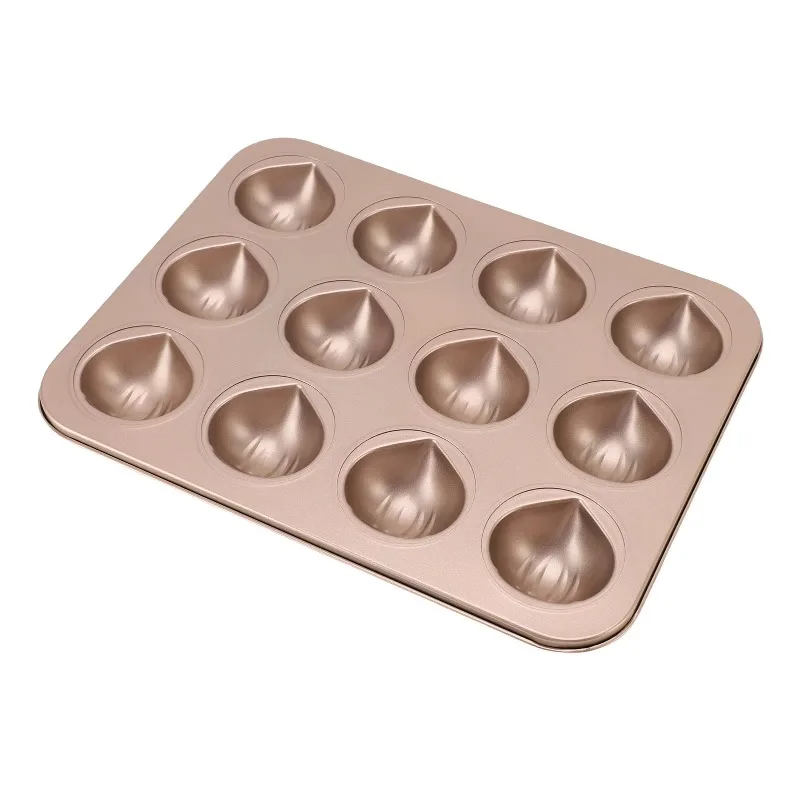 Chestnut Shaped Muffin Cake Pan 12 Hole Antistick Carbon Steel Easy Cleanup Chocolate Pan for Puddings Desserts Muffin Cake Pan