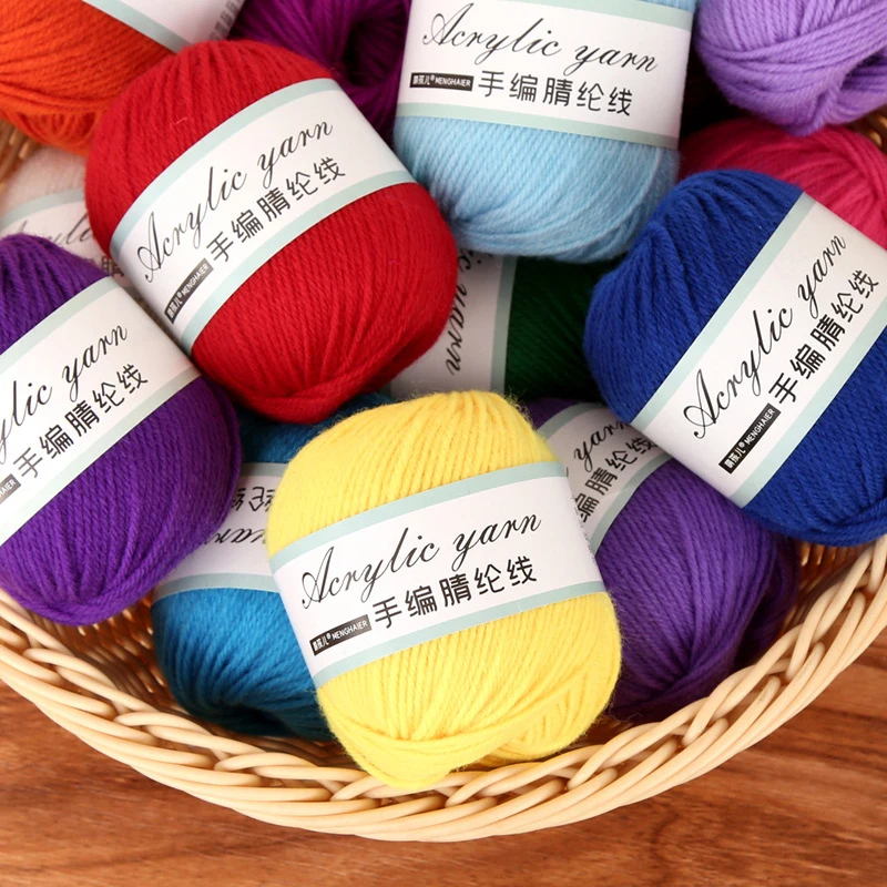 50g Acrylic Crochet Wool Yarn 4ply Soft Fiber Worsted Hand Knitting Threads DIY Doll Bag Decoration Yarn Fabric Needlework Craft