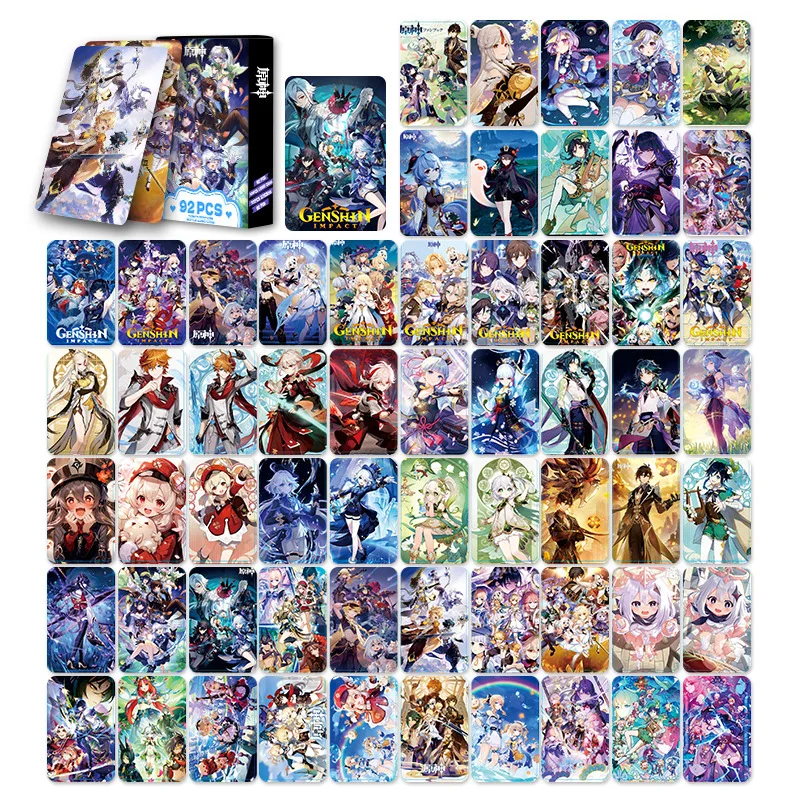 92PCS/Set Genshin Impact Anime Lomo Cards Bookmark Figure Stickers HD Double-sided Photocard For Fans Collection Gift