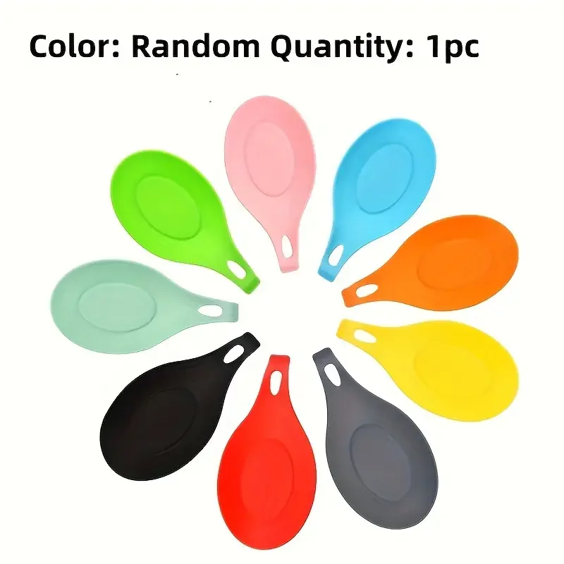 1PC Random Color Rubber Spoon Rack Scraper Rack Heat-Resistant Kitchen Utensil Pad Tray Kitchen Tool
