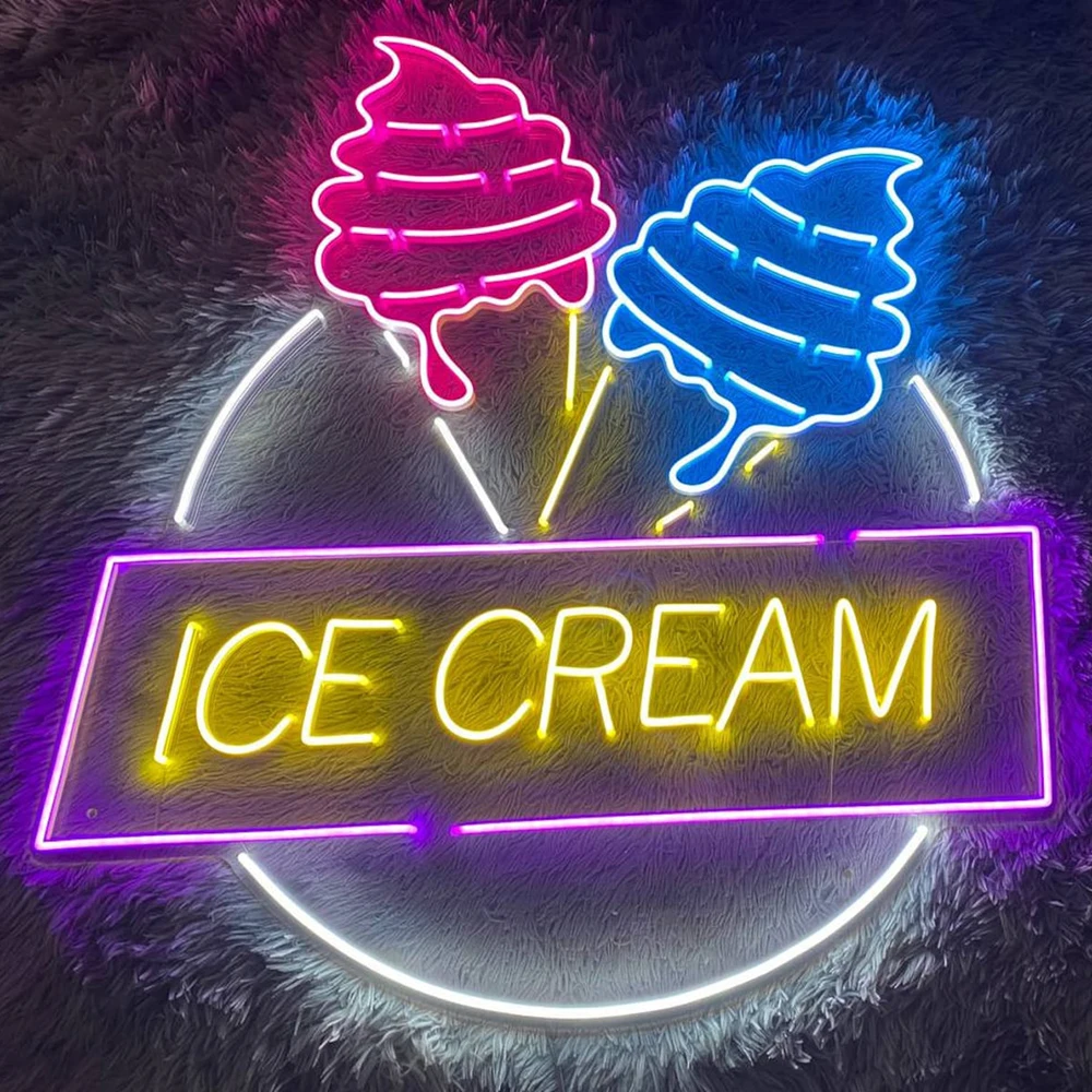 Ice Cream Neon Sign Ice Cream Shop Led Sign Dessert Shop Restaurant Coffee Bar Wall Decor Neon Light Entrance Way Decoration