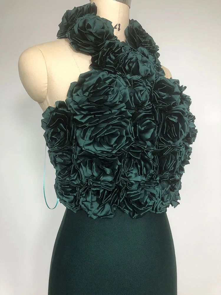 أنيقة الأزهار - مزين الرسن Bodycon ميدي ضمادة اللباس المشاهير حزب مساء ثوب العشاء الرسمي