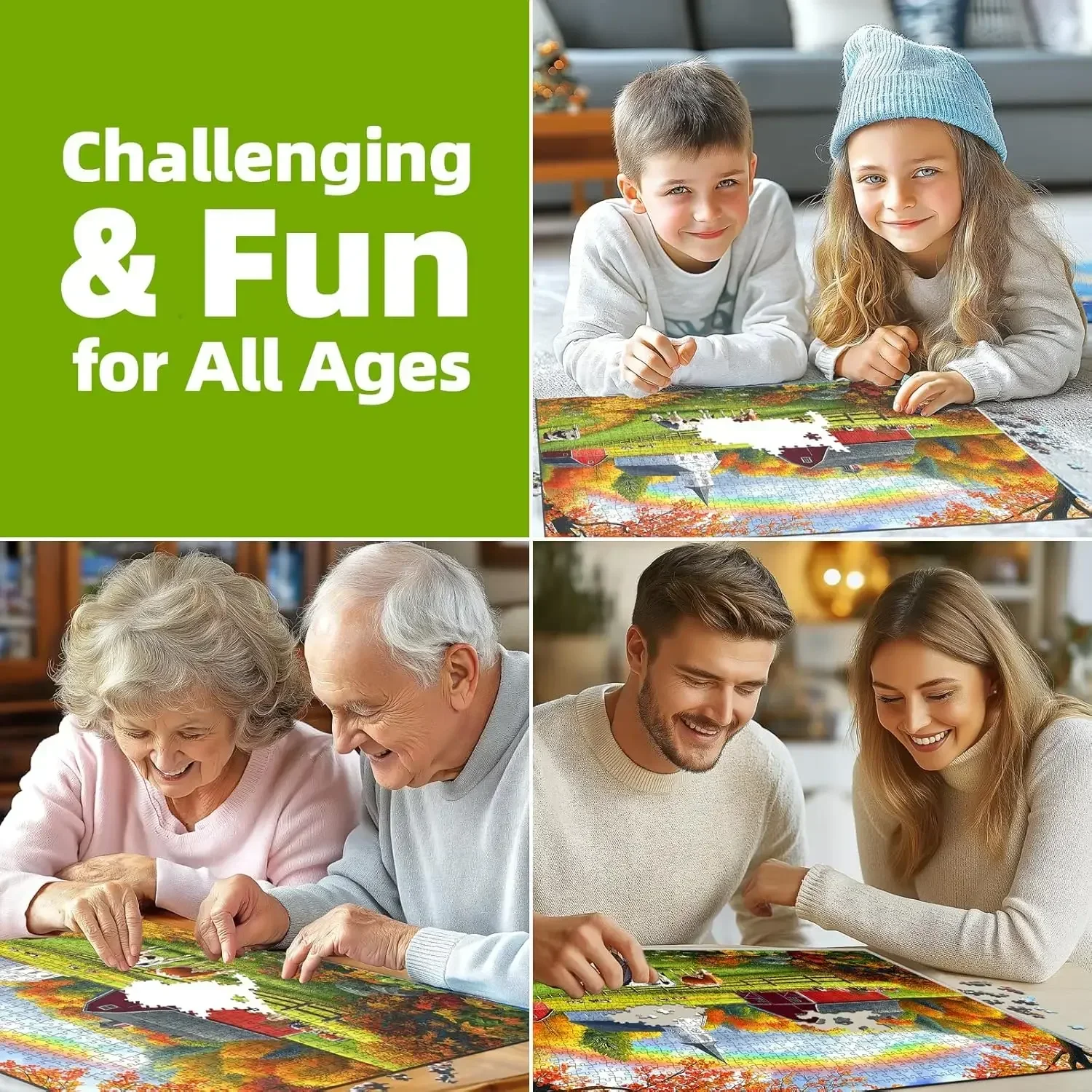 120/300/500/520/1000/1314 قطعة قوس قزح مزرعة خشبية بازل قطع قسط جودة النشاط العائلي هدية لجميع الأعمار ومستوى المهارات