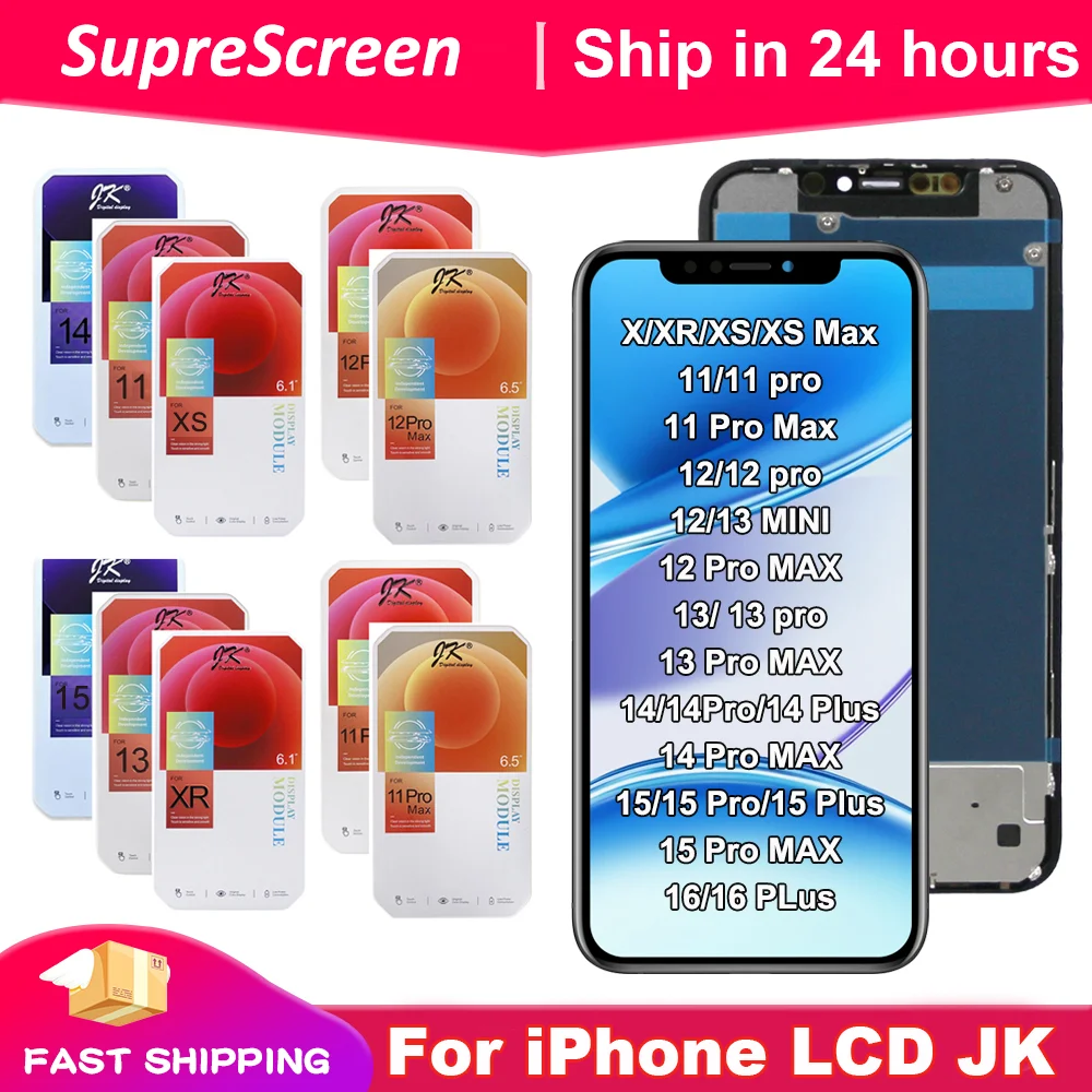 JK for iPhone X XR XS Max 11 12 13 Mini LCD Display Touch Screen