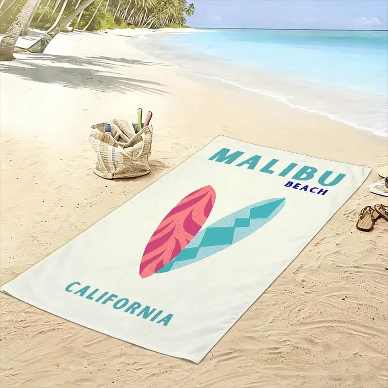 Malibu California Beach Towel Tropical Coastal Beach Blanket Large Towel for Summer Vacation Resort Pool Day 80x160cm