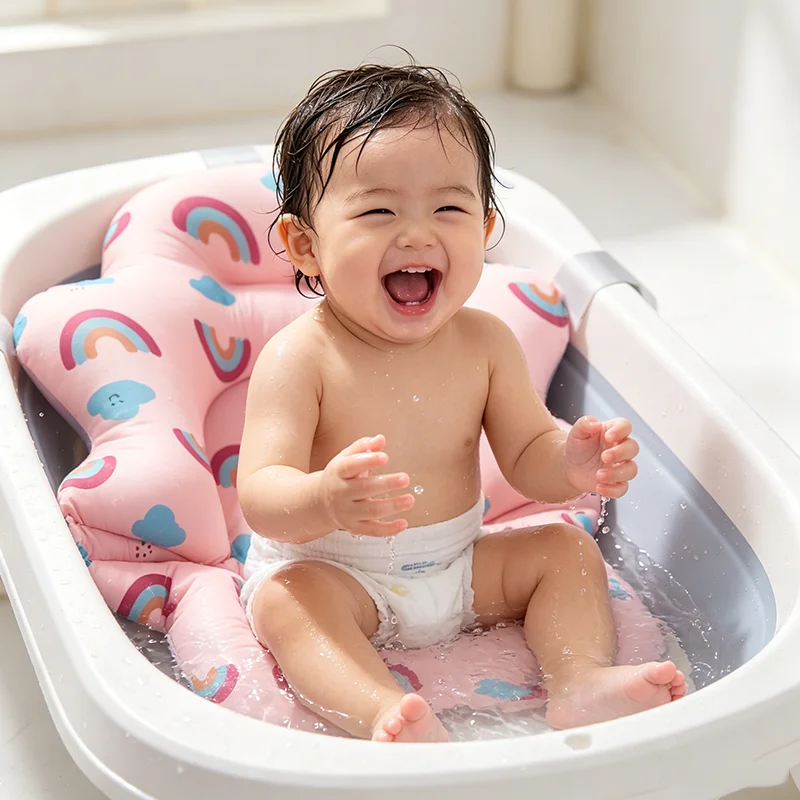 Baby Shower Bath Tub Pad Non-Slip Bathtub Mat Newborn Safe Security Bath Support Cushion Suspension Soft Pillow Care Accessories