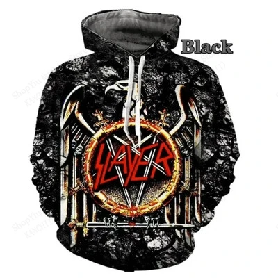 Slayer Band 3dพิมพ์Hoodieผู้ชายผู้หญิงแฟชั่นHoodiesเสื้อกันหนาวเด็กเสื้อผู้หญิงSweatsผู้ชายHoodie Rock Bandเสื้อผ้าขนาดใหญ่ขนาด