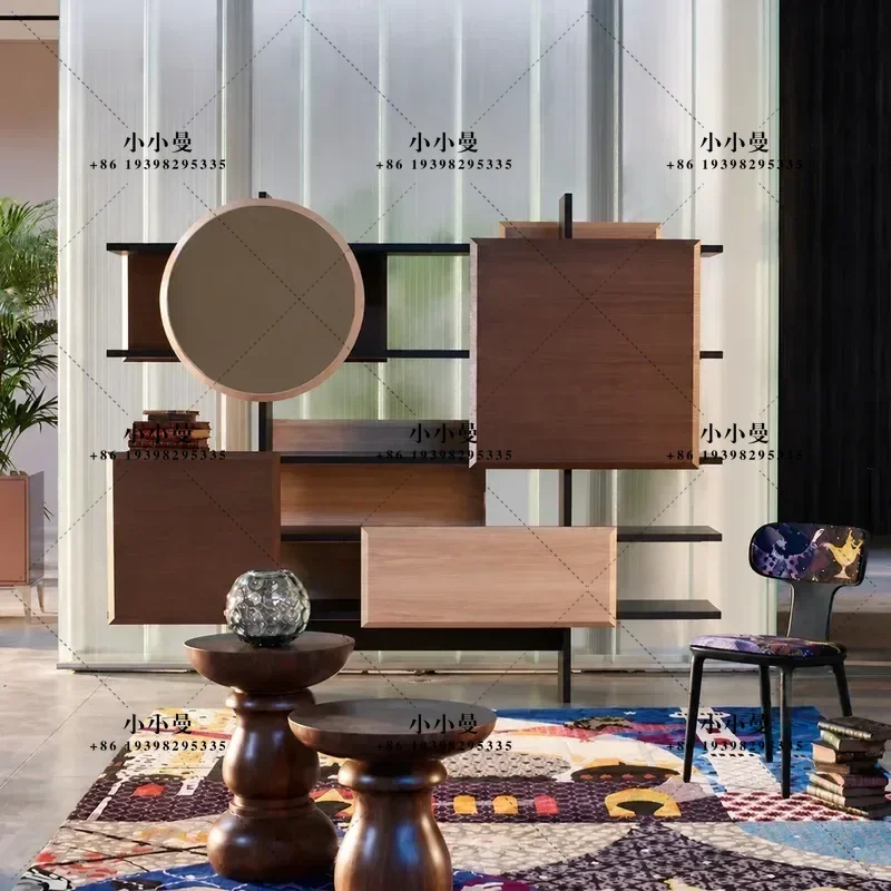 Nordic Light Luxury Multi-functional Display Rack Creative Storage Bookshelf for Villa Home High-end Integrated Design Shelf