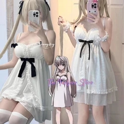 Yosuga no Sora Kasugano Cosplay Costume S-4XL Bowknot Sling Nightdress Sweet Lolita Girls Sleepwear Ruffle Dress Party Suit