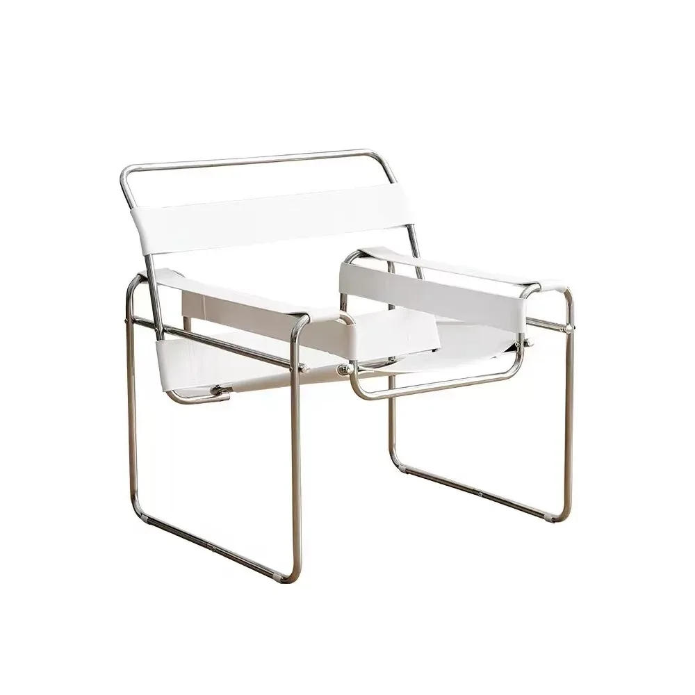 Modern Living‑Room Single Sofa Chair, Casual Saddle‑Leather Mesh Surface Leisure Chair For Indoor Photo‑Scene Decoration